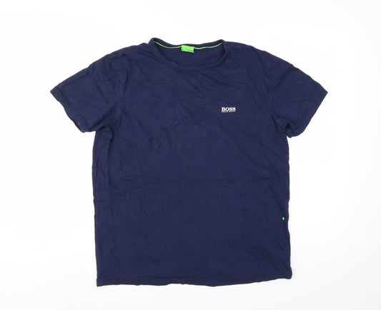 Hugo Boss Men's Blue Crew Neck Cotton T-Shirt Size M