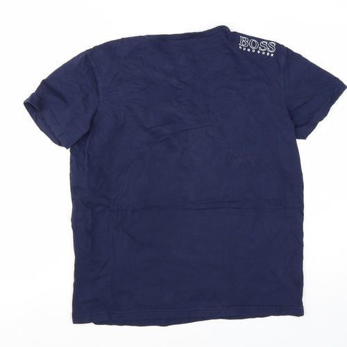 Hugo Boss Men's Blue Crew Neck Cotton T-Shirt Size M