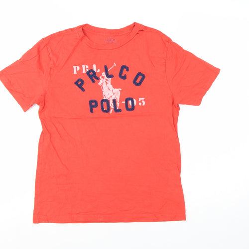 Ralph Lauren Boys Red Graphic Logo Cotton T-Shirt Size M