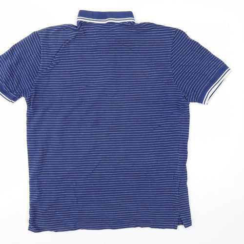 Fred Perry Men's Blue Striped Slim Fit Polo Shirt Size L