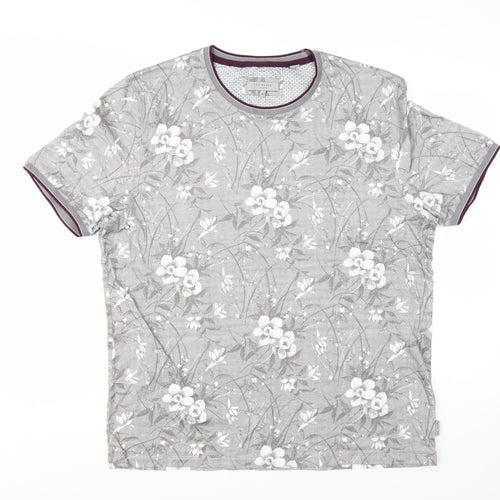 Ted Baker Men’s Grey Floral Cotton Crew Neck T-Shirt 3XL
