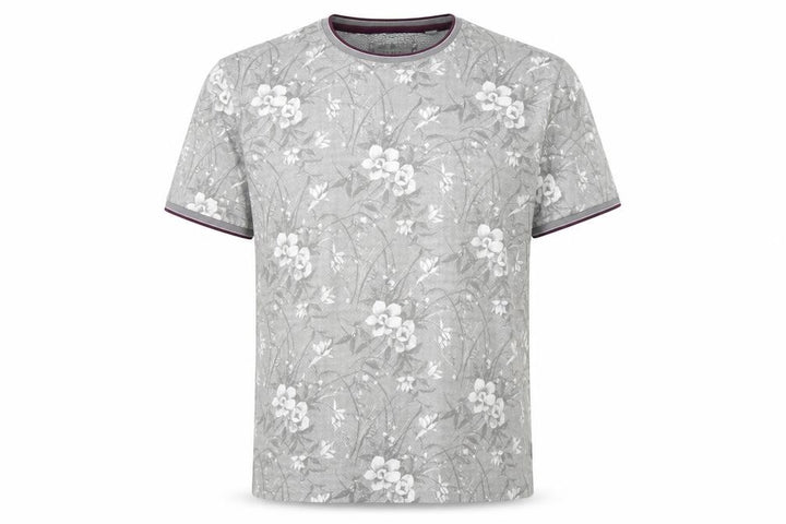 Ted Baker Men’s Grey Floral Cotton Crew Neck T-Shirt 3XL