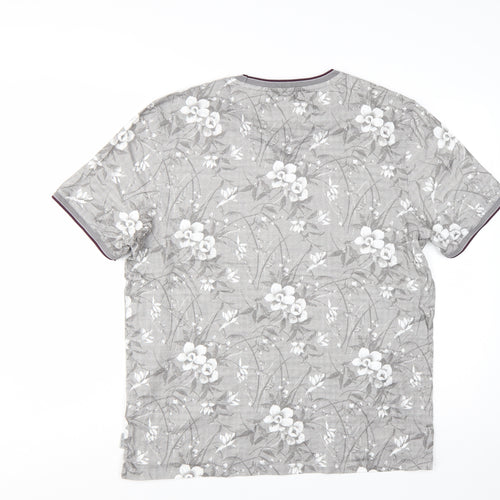 Ted Baker Men’s Grey Floral Cotton Crew Neck T-Shirt 3XL