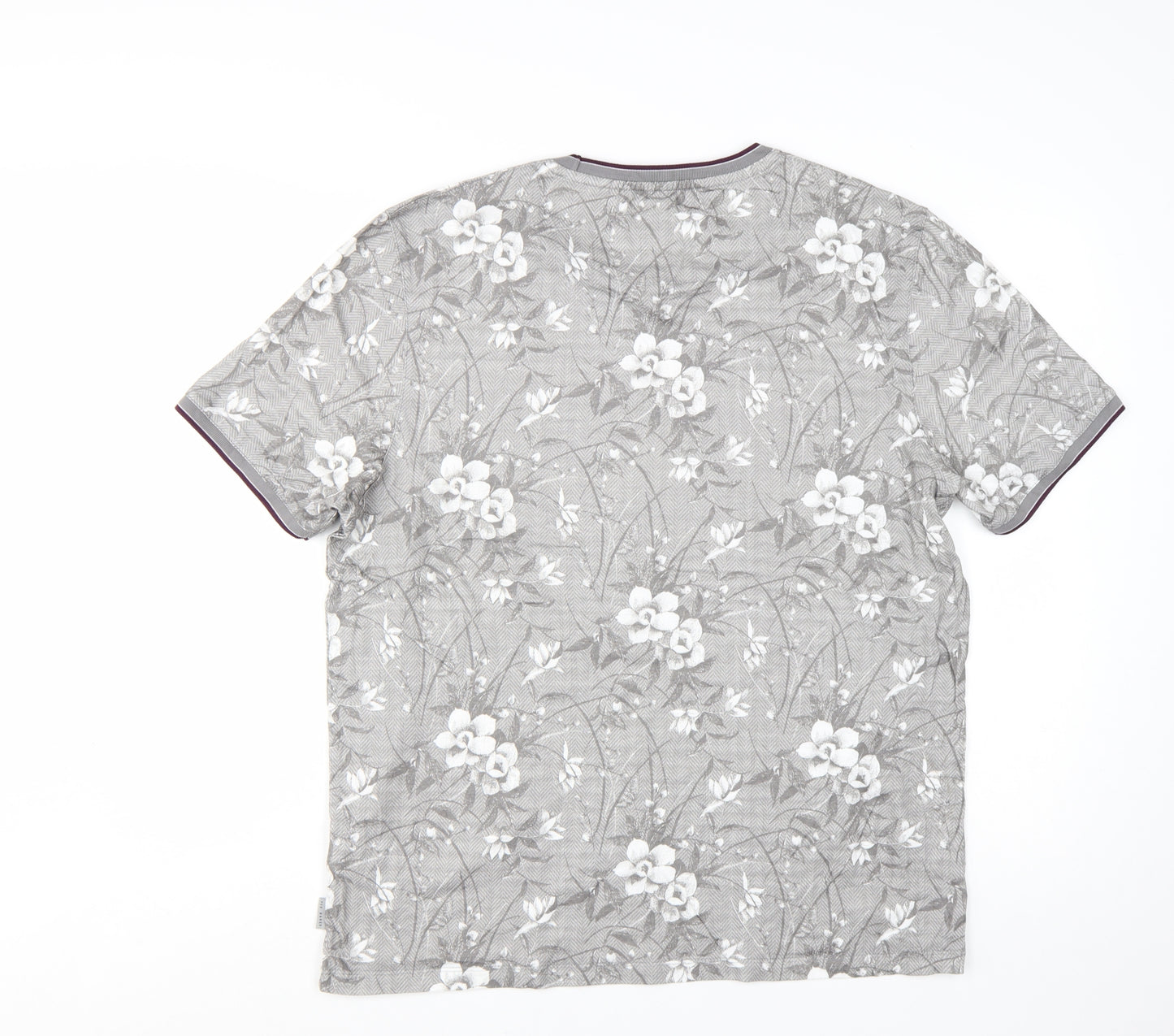 Ted Baker Men’s Grey Floral Cotton Crew Neck T-Shirt 3XL