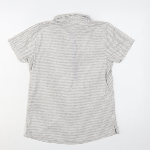 Rohan Womens Grey Striped Polo Shirt Size 10 Lightweight Travel Top