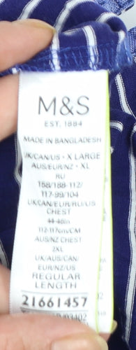 Marks and Spencer Blue Harbour Men's Blue Striped Cotton Polo Shirt XL Relaxed Fit