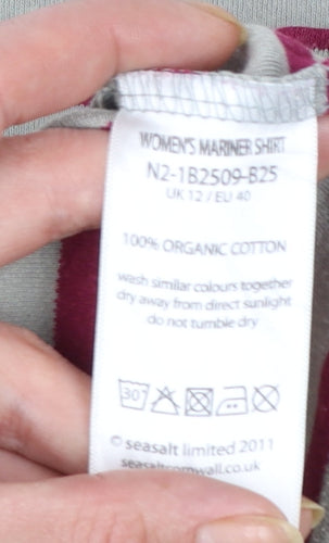 Seasalt Cornwall Women’s Multicoloured Striped Cotton Long Sleeve T-Shirt Size 12