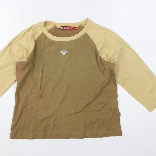 Roxy Womens Beige Raglan 3/4 Sleeve Cotton T-Shirt S