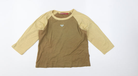 Roxy Womens Beige Raglan 3/4 Sleeve Cotton T-Shirt S