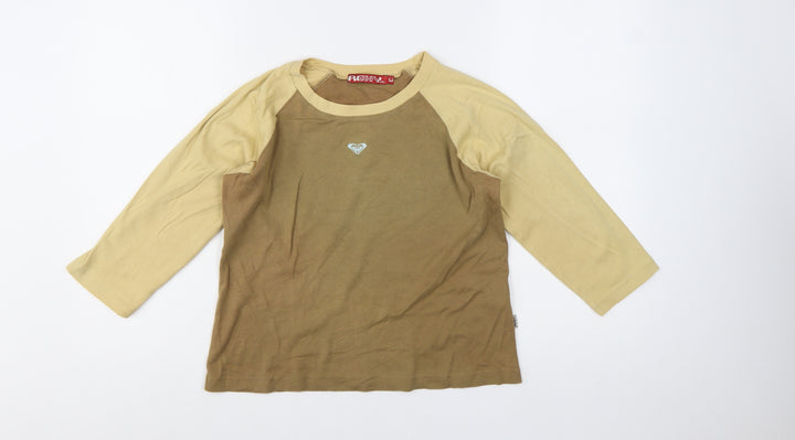 Roxy Womens Beige Raglan 3/4 Sleeve Cotton T-Shirt S