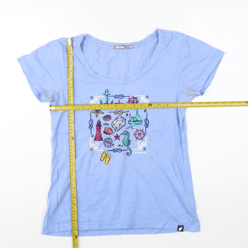 Peter Storm Women's Blue Nautical Embroidered Cotton T-Shirt Size 12