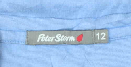 Peter Storm Women's Blue Nautical Embroidered Cotton T-Shirt Size 12