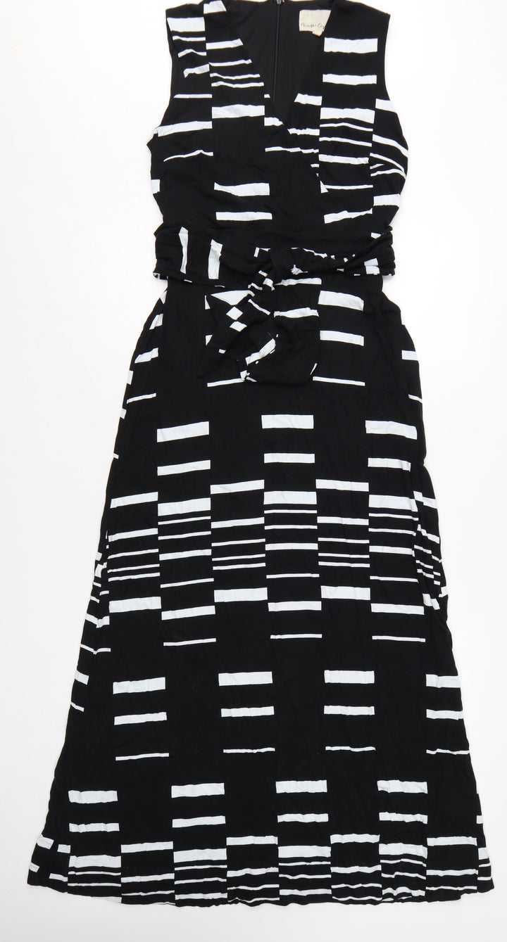 Phase Eight Women's Black White Midi Wrap Dress Size 12