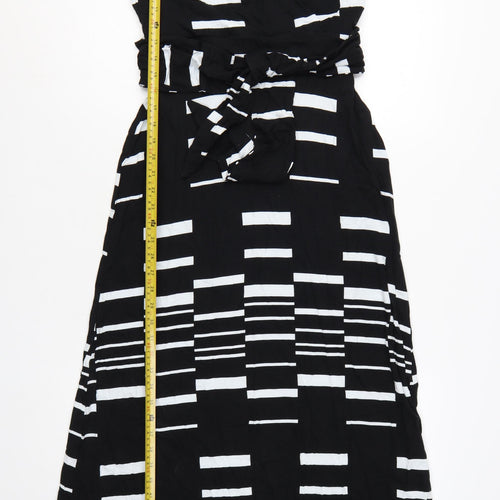 Phase Eight Women's Black White Midi Wrap Dress Size 12