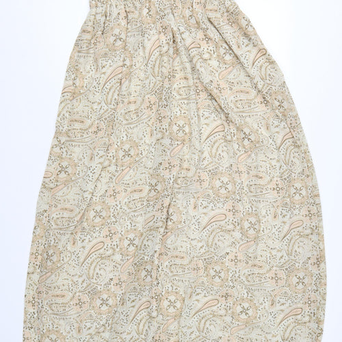 H&M Women Beige Paisley Sleeveless Midi Maxi Dress Size 8