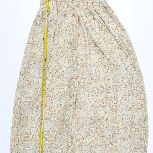 H&M Women Beige Paisley Sleeveless Midi Maxi Dress Size 8