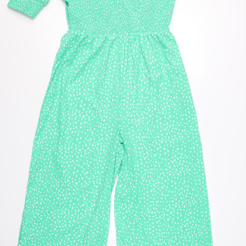 Wednesday's Girl Women's Green Polka Dot Puff Sleeve Wrap Dress Size L