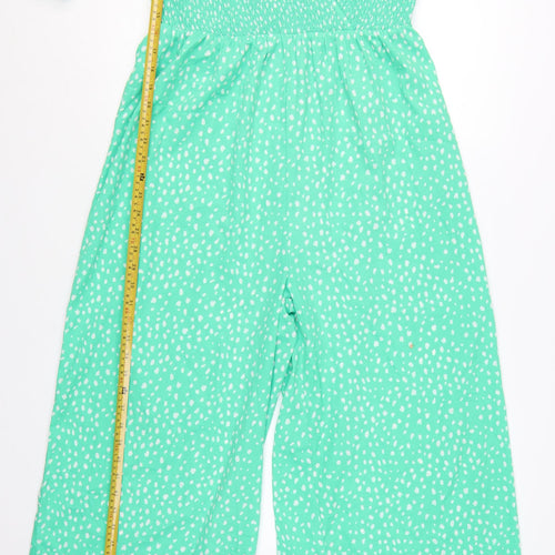 Wednesday's Girl Women's Green Polka Dot Puff Sleeve Wrap Dress Size L
