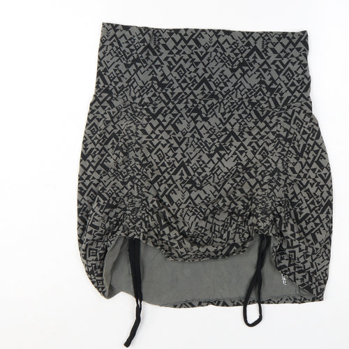 Alpine Pro Women's Grey Geometric Bubble Hem Short Skirt Size S