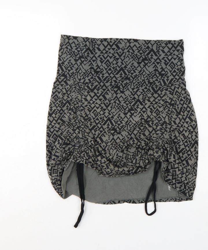 Alpine Pro Women's Grey Geometric Bubble Hem Short Skirt Size S