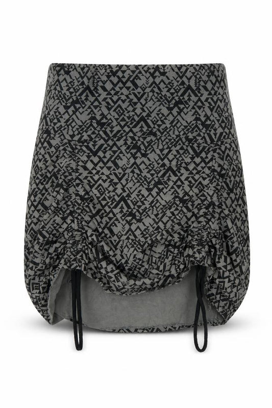 Alpine Pro Women's Grey Geometric Bubble Hem Short Skirt Size S