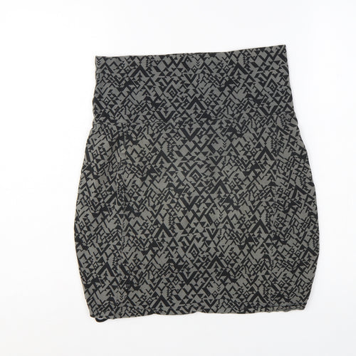 Alpine Pro Women's Grey Geometric Bubble Hem Short Skirt Size S