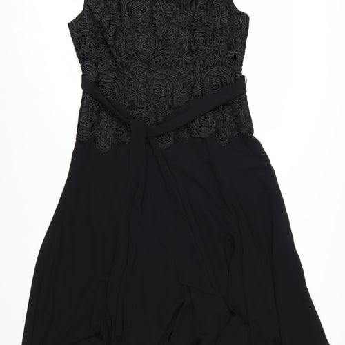 Jacques Vert Women's Black Lace A-Line Knee Length Dress Size 12