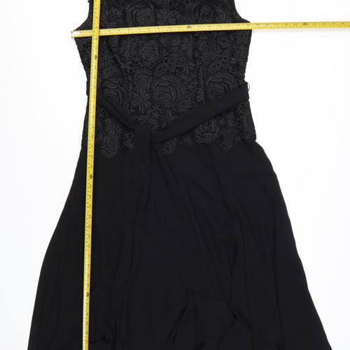 Jacques Vert Women's Black Lace A-Line Knee Length Dress Size 12