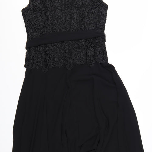 Jacques Vert Women's Black Lace A-Line Knee Length Dress Size 12
