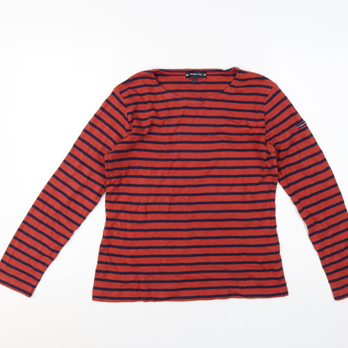 Armor Lux Women Red Striped Long Sleeve Cotton Nautical Top S