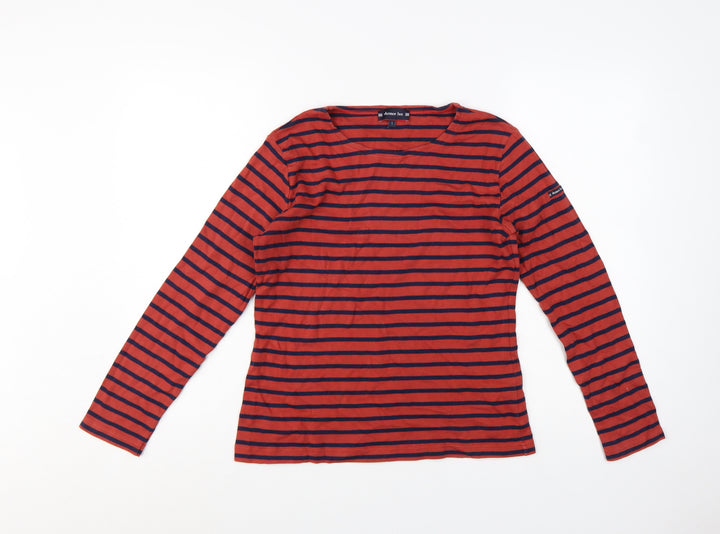 Armor Lux Women Red Striped Long Sleeve Cotton Nautical Top S