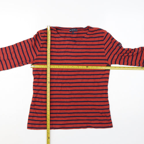 Armor Lux Women Red Striped Long Sleeve Cotton Nautical Top S