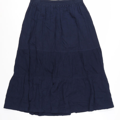 Weird Fish Women Navy Blue Size 14 A-Line Midi Skirt Cotton