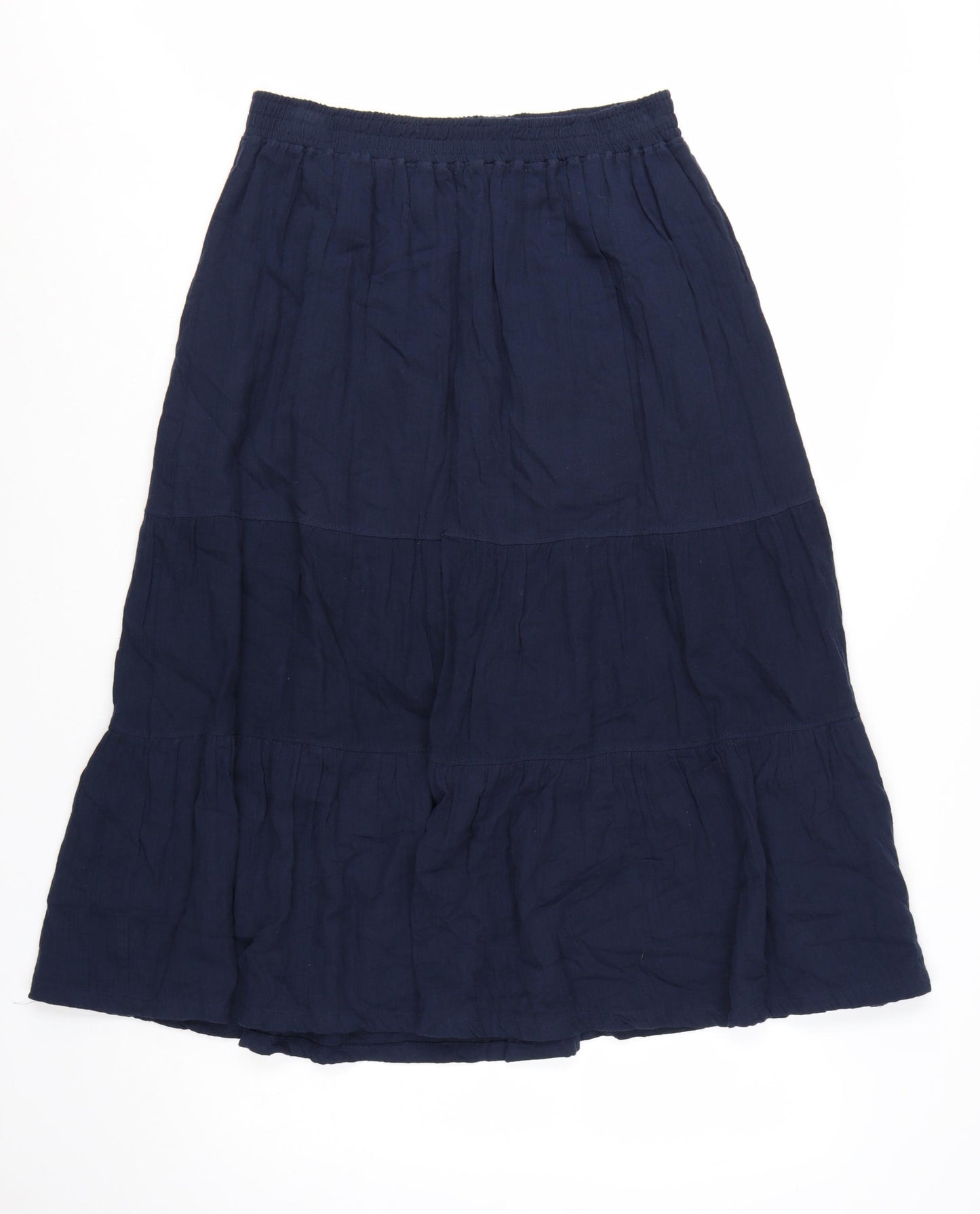 Weird Fish Women Navy Blue Size 14 A-Line Midi Skirt Cotton