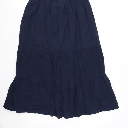 Weird Fish Women Navy Blue Size 14 A-Line Midi Skirt Cotton