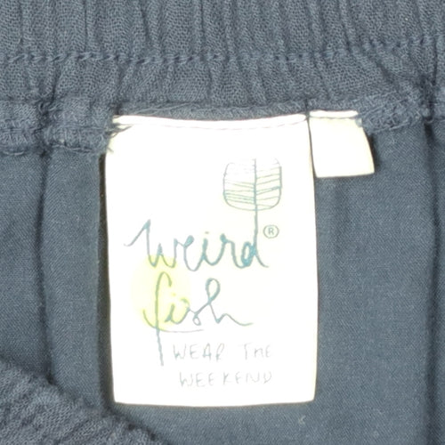 Weird Fish Women Navy Blue Size 14 A-Line Midi Skirt Cotton