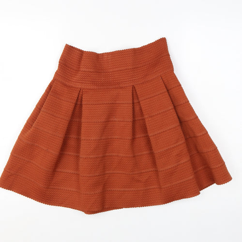 H&M Women Brown A-Line Pleated Knit Skirt Size 12