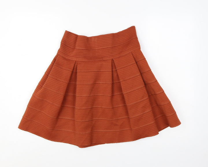H&M Women Brown A-Line Pleated Knit Skirt Size 12