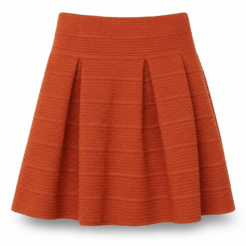 H&M Women Brown A-Line Pleated Knit Skirt Size 12