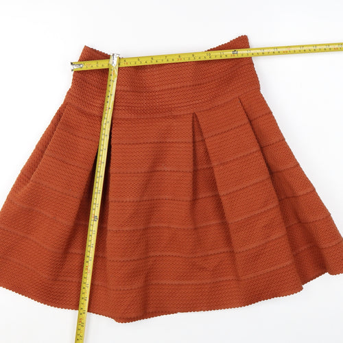 H&M Women Brown A-Line Pleated Knit Skirt Size 12