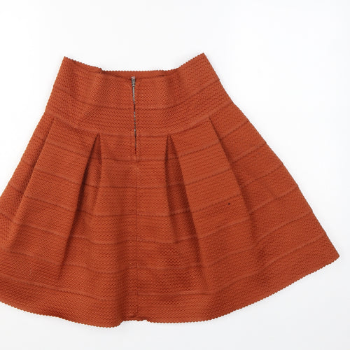 H&M Women Brown A-Line Pleated Knit Skirt Size 12