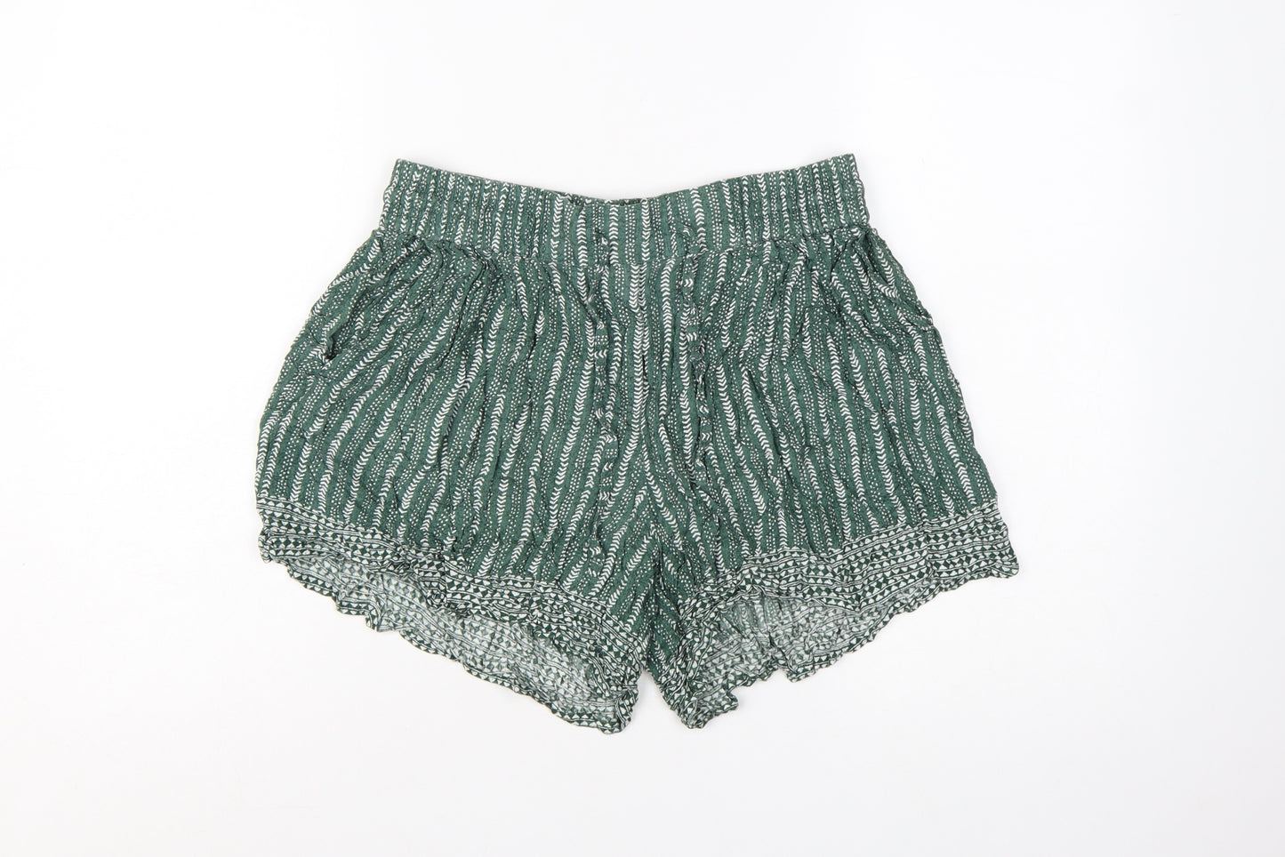 Fat Face Women Green Culotte Shorts Size 12 Bohemian Relaxed Fit