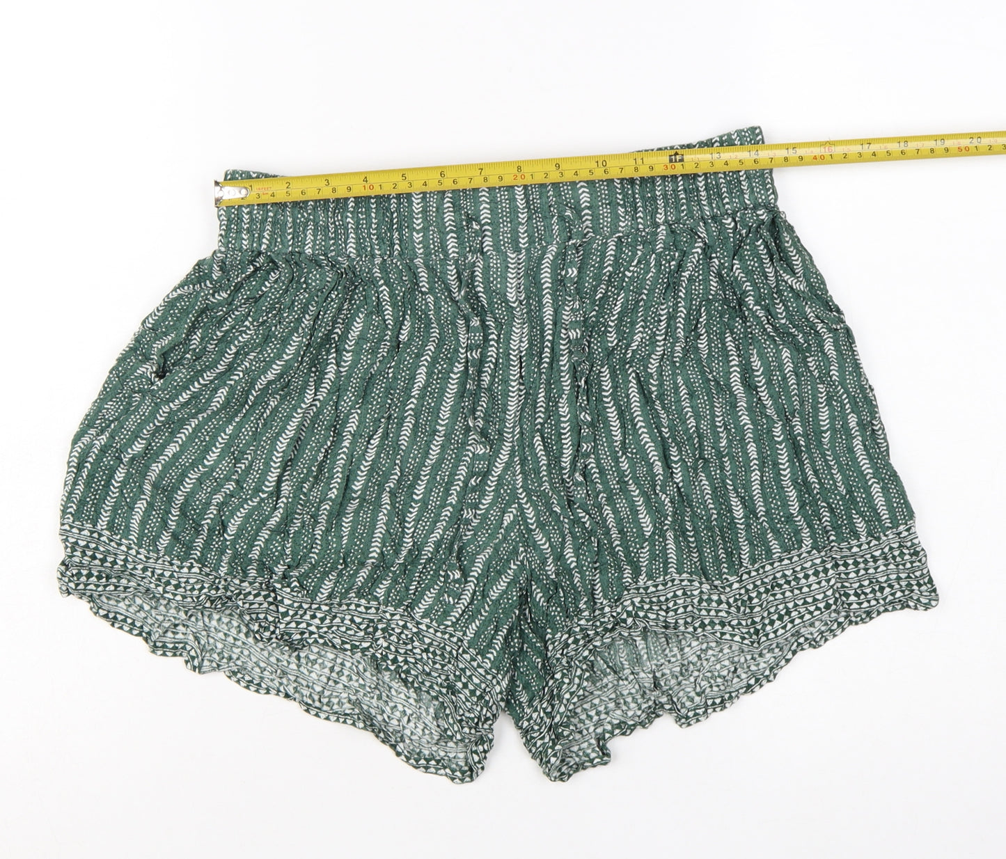 Fat Face Women Green Culotte Shorts Size 12 Bohemian Relaxed Fit