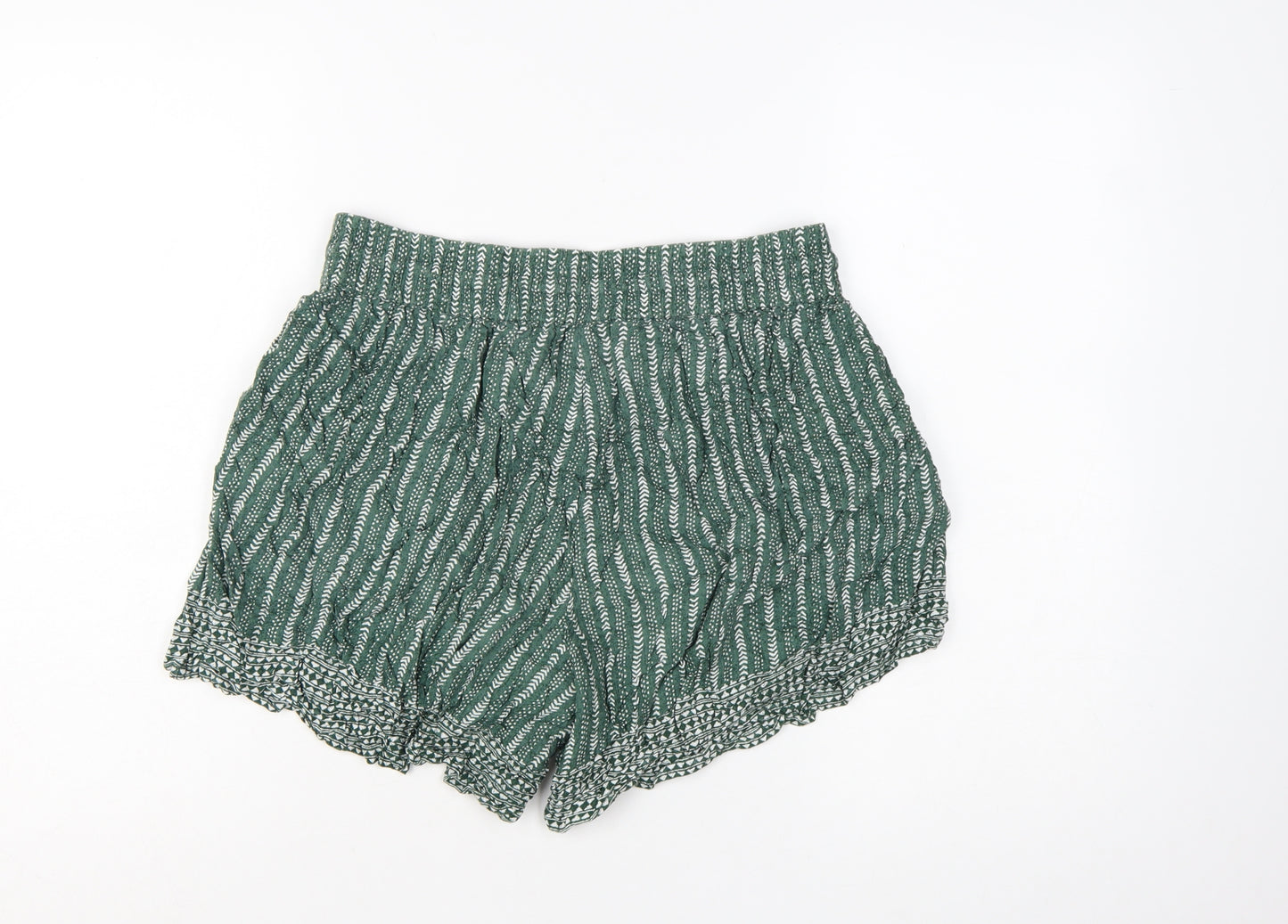Fat Face Women Green Culotte Shorts Size 12 Bohemian Relaxed Fit