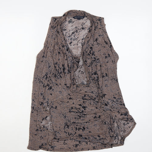 French Connection Women's Brown Sleeveless Wrap Blouse Size S