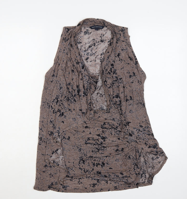 French Connection Women's Brown Sleeveless Wrap Blouse Size S