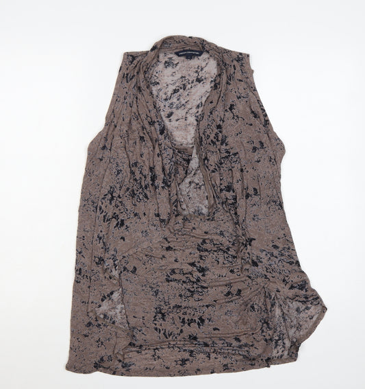 French Connection Women's Brown Sleeveless Wrap Blouse Size S