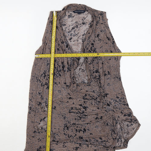 French Connection Women's Brown Sleeveless Wrap Blouse Size S