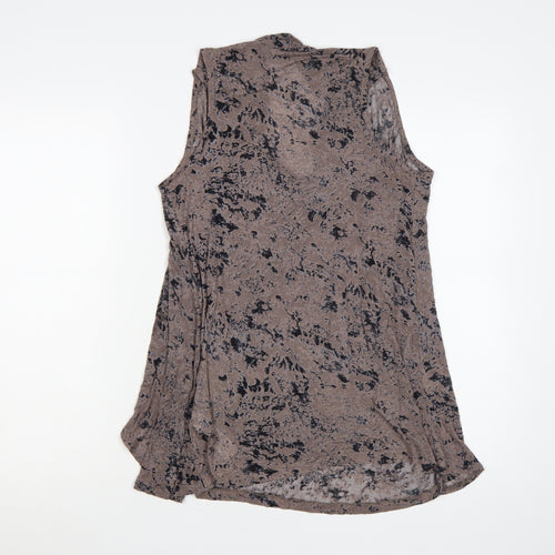 French Connection Women's Brown Sleeveless Wrap Blouse Size S