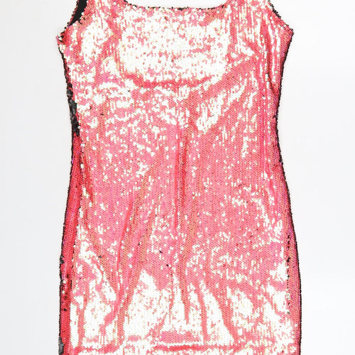 Motel Women’s Pink Sequin Bodycon Sleeveless Party Dress L